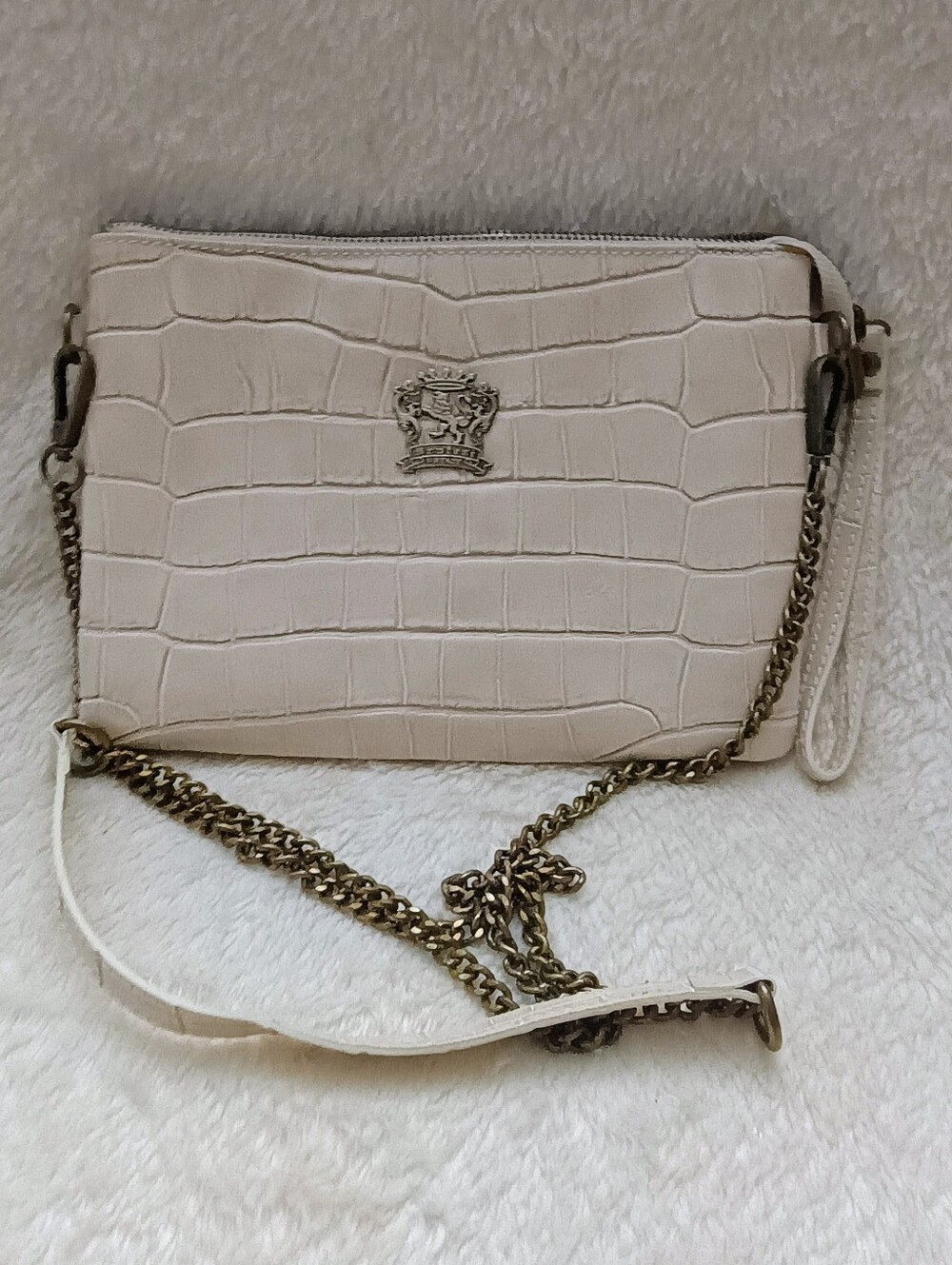 Pratesi Firenze Rufina Croc-Embossed Italian Leather Crossbody Bag
